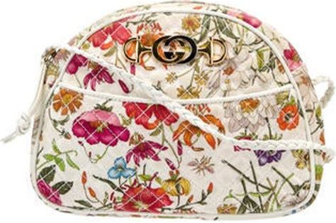 gucci trapuntata floral|GUCCI Canvas Flora Floral Trapuntata Mini Zumi Dome.